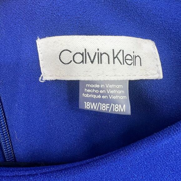 Calvin Klein Blue Dress with Black Floral Embroidery 18W - Picture 3 of 6